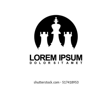 Logo design for a chess companies or a chess player. Logo vector illustration. Flat design.