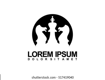 Logo design for a chess companies or a chess player. Logo vector illustration. Flat design.