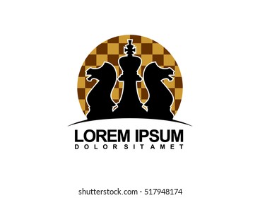 Logo design for a chess companies or a chess player. Logo vector illustration. Flat design.