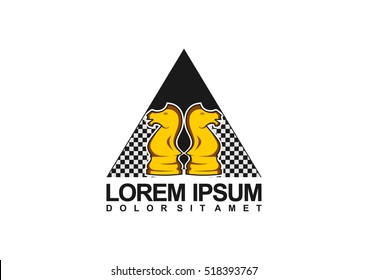 Logo design for a chess companies or a chess player. Logo vector illustration. Flat design.