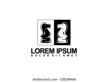 Logo design for a chess companies or a chess player. Logo vector illustration. Flat design.