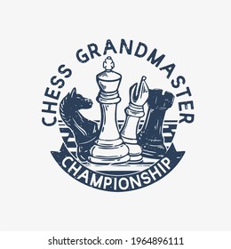 logo design chess grand master champion with chess vintage illustration