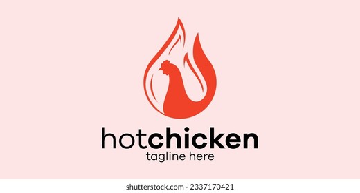 logo design chicken and fire icon vector inspiration