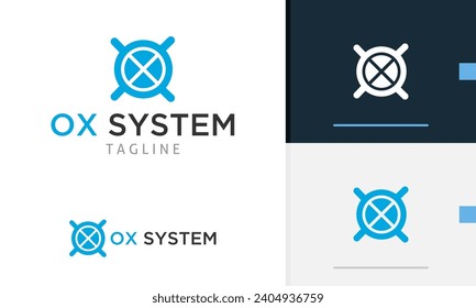 Logo design circle blue device system with modern futuristic tech mask style for technology company icon symbol sign futuristic vector design template modern simple flat emblem business web favicon