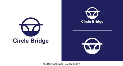 logo design circle and bridge,silhouette simple elegant