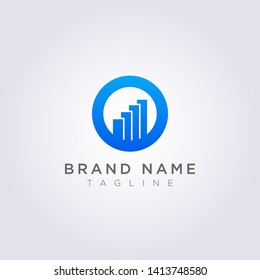 Logo design circle combination with bar charts for your Business or Brand.