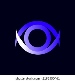 Diseño de logotipo con un concepto de círculo en el medio utilizando un gradiente morado como logotipo. 