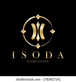 logo design with circle floral concept and gold color