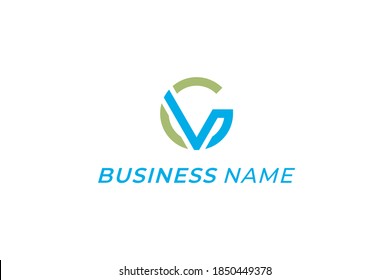 logo design circle letter G and V