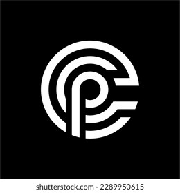 Logo design circle monogram alphabet letter icon CCP, PCC, CPC, C, P and C
