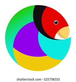 logo design in a circle. stylized finch. white background