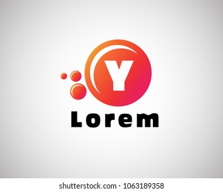 logo design circle with texture color gradation, logo letter Y