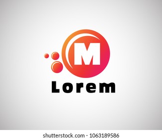 logo design circle with texture color gradation, logo letter M