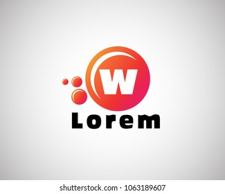 logo design circle with texture color gradation, logo letter W