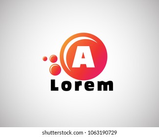 logo design circle with texture color gradation, logo letter A