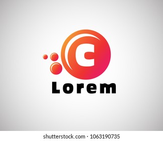logo design circle with texture color gradation, logo letter C