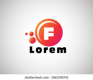 logo design circle with texture color gradation, logo letter F