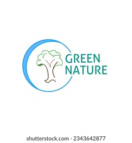 logo design, circle, tree in the middle means the blue circle shows a round earth, the tree shows life on earth which must be maintained at any time