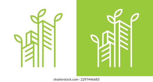 logo design city greening,building and leaves logo design icon vector illustration 2