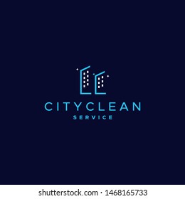 logo design for cleaning service or maintenance with city and clean logo design vector icon illustration inspiration