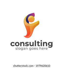 logo design of coach business planning, business consulting with human people leadership vector logo template