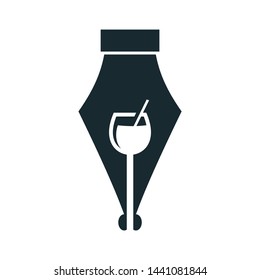 logo design cocktail pen simple