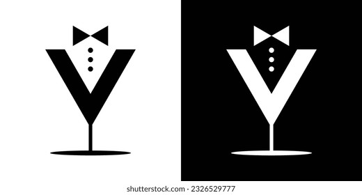 logo design cocktail and people icon vector inspiration