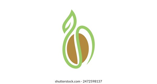 logo design of coffee beans and leaves, nature, organic. logo design template, icon, symbol, vector, creative, idea.