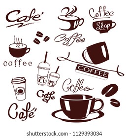 Logo design for coffee cafe shops on vector illustration.