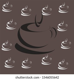 logo design coffee cup and tea cup with duplicates as background