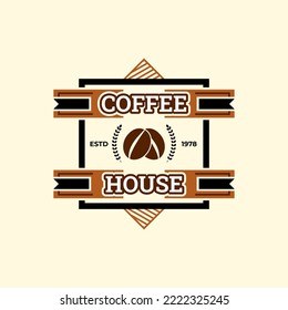 logo design for coffee shop, black and brown logo with bright background