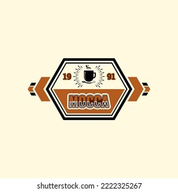 logo design for coffee shop, black and brown logo with bright background