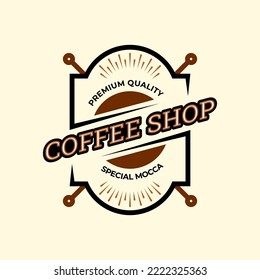 logo design for coffee shop, black and brown logo with bright background