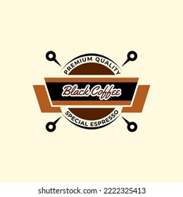 logo design for coffee shop, black and brown logo with bright background