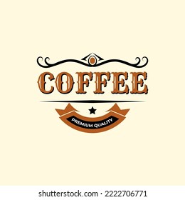 logo design for coffee shop, black and brown logo with bright background