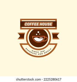 logo design for coffee shop, black and brown logo with bright background