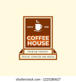 logo design for coffee shop, black and brown logo with bright background
