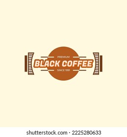 logo design for coffee shop, black and brown logo with bright background