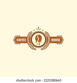 logo design for coffee shop, black and brown logo with bright background