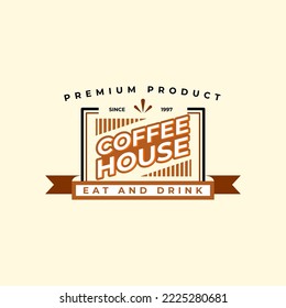 logo design for coffee shop, black and brown logo with bright background