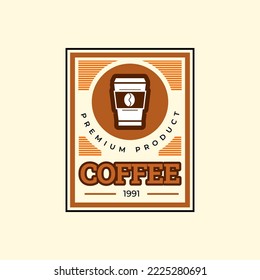 logo design for coffee shop, black and brown logo with bright background