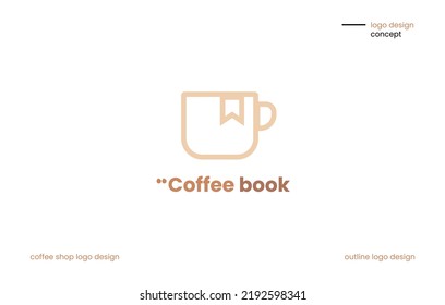 logo design for coffee shop with coffee and book thame. a place to enjoy coffee with reading a book