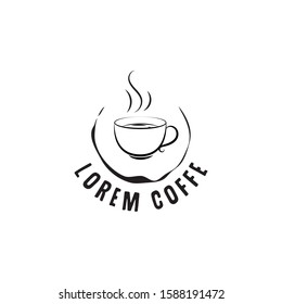 Logo design with coffee and stain icon