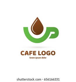 Logo design coffee vector template. Illustration design of logotype business restaurant and cafe symbol. Cup with drink pictogram.