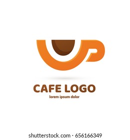 Logo design coffee vector template. Illustration design of logotype business restaurant and cafe symbol. Cup with drink pictogram.