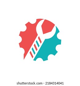 Logo Design With Cogwheel and Spanner 