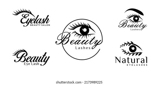 logo design collection female beauty eyebrow eyelashes