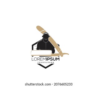 logo design color flat barber man