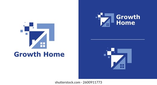logo design combination arrow and home, digital home business growth logo, icon, symbol, idea, creative.