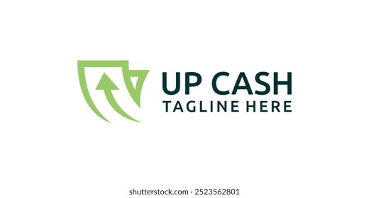 logo design combination of arrow and money, cash, financial, increase, profit, logo design, symbol, icon, vector, idea, creative.